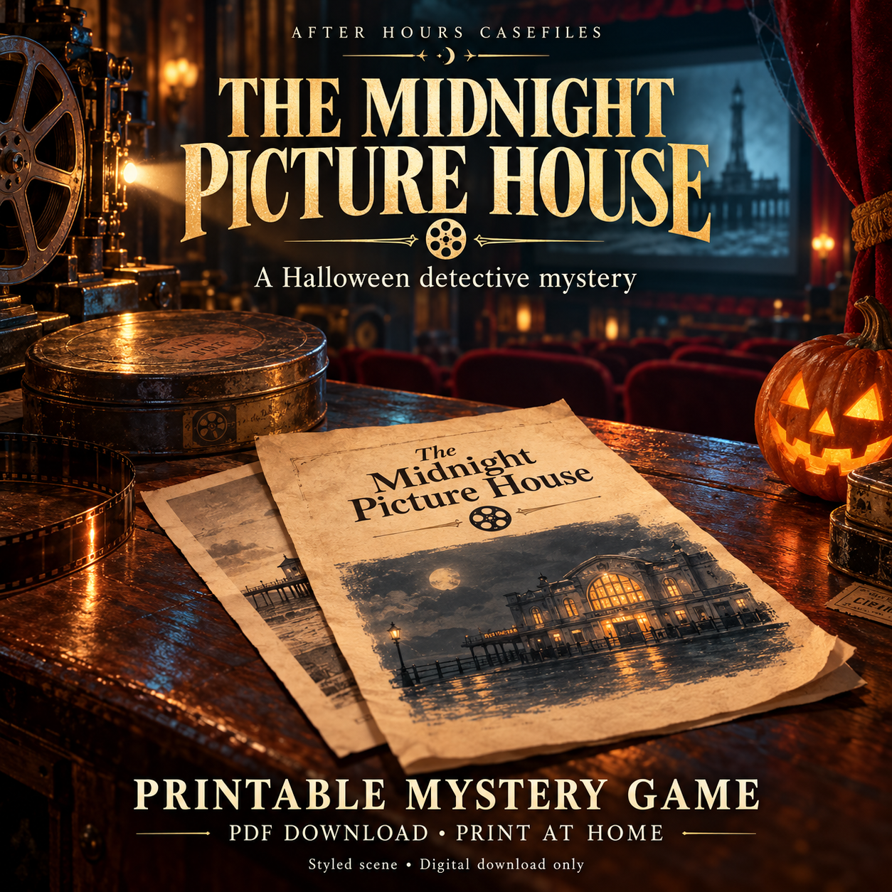 Styled scene for The Midnight Picture House; decorative props are not included.